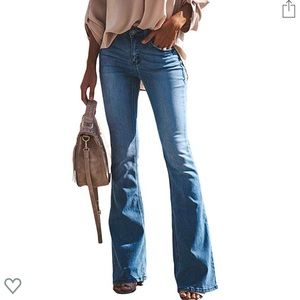 💙Women’s high rise light wash denim flare jeans